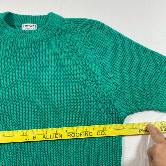 Crystal Knit Turtleneck Short-sleeved Sweater Teal  Cozy Thick Oversized… - Picture 6 of 8